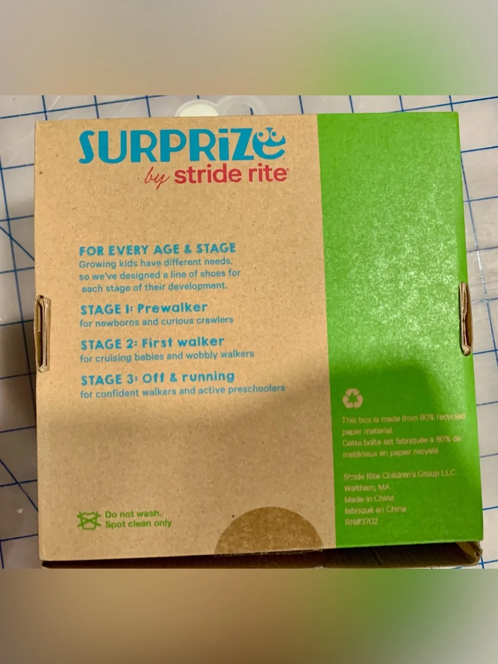Stride Rite Surprize White & Green Baby Walker Sneakers